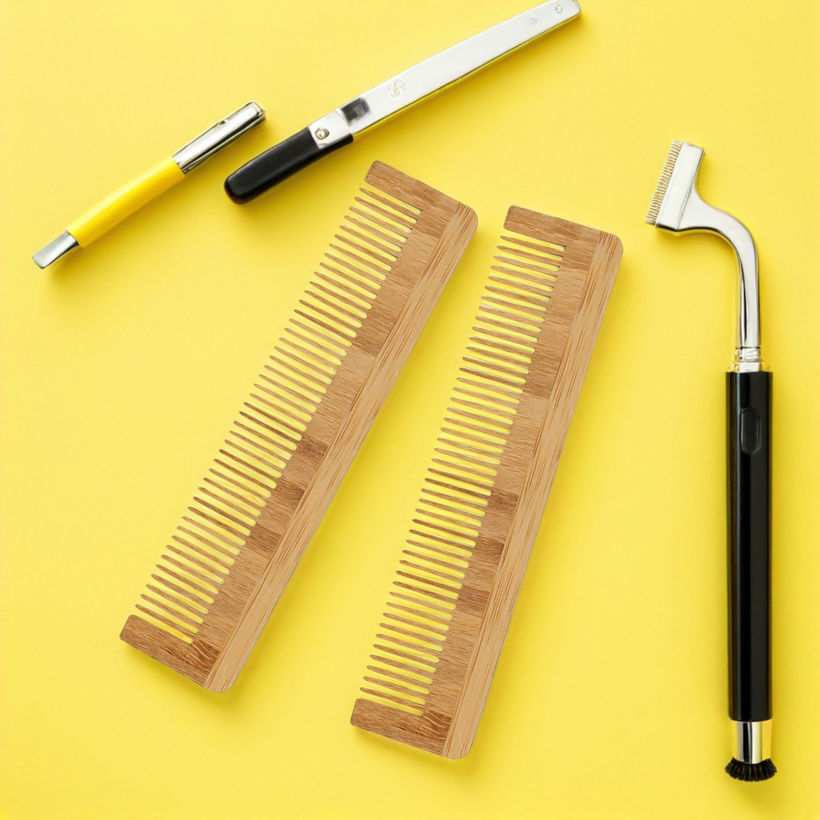 Men'S Grooming Hair - 12Pcs Disposable Wooden Beard Comb Bamboo
