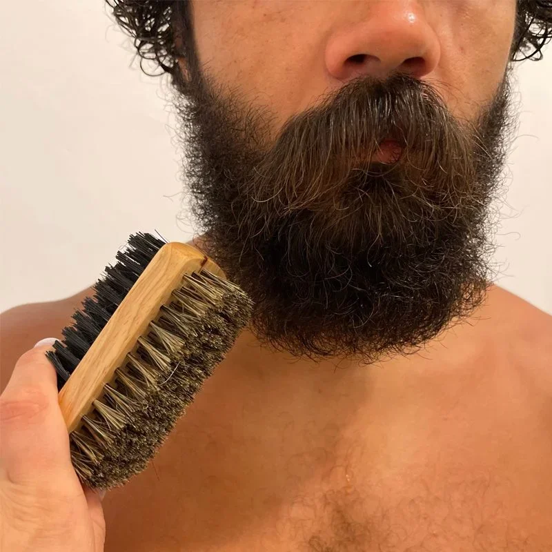Beard Brush with Natural Woode - Men'S Grooming Organizer ulasan dan harga
