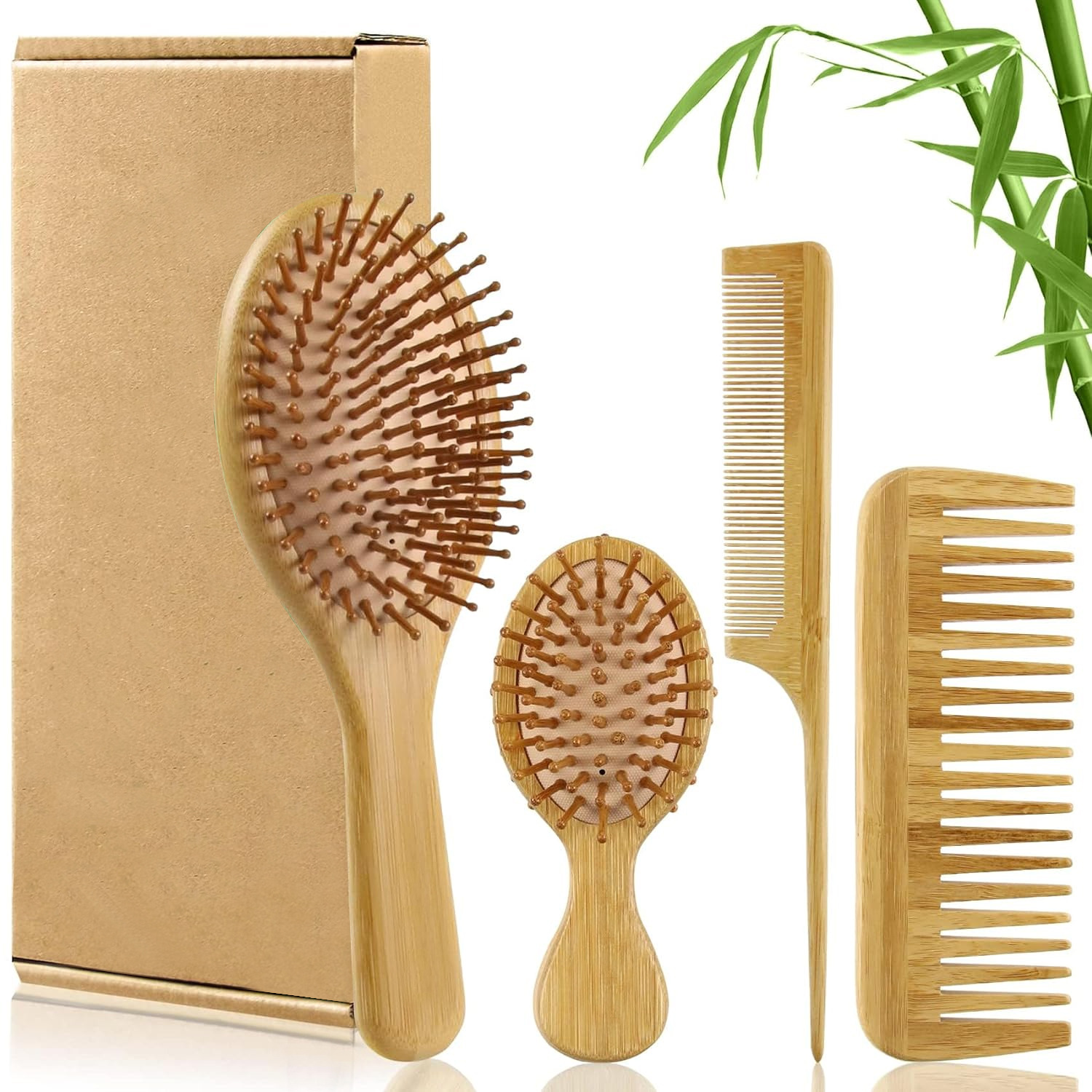 Bamboo Hair Brush Comb Set for - Men'S Grooming Hair ulasan dan harga