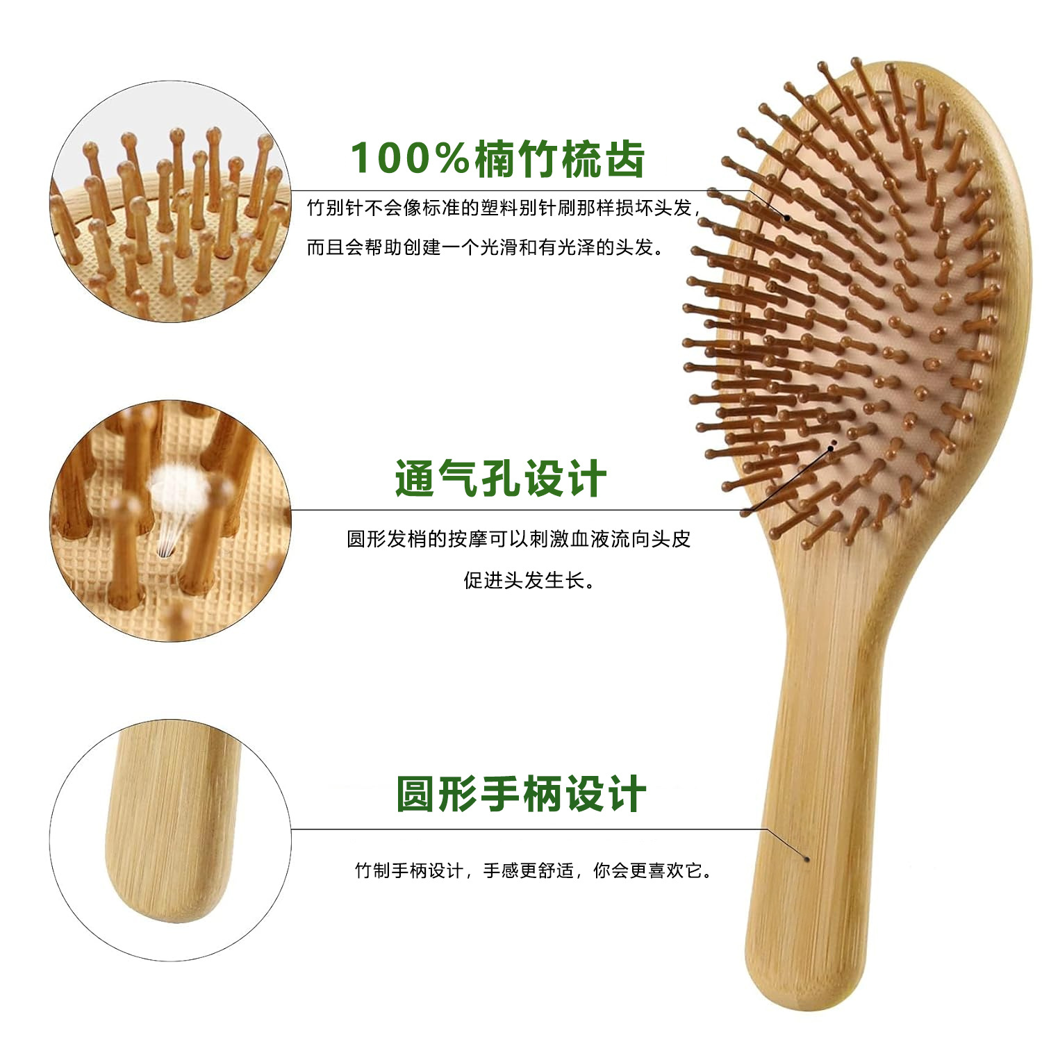 Bamboo Hair Brush Comb Set for - Men'S Grooming Hair ulasan dan harga